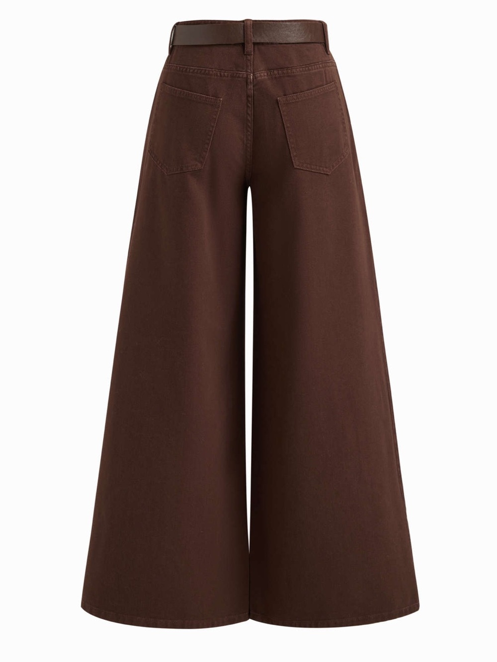 Cider Denim Low Rise Pleated Wide Leg Jeans with Belt Brown L - Picture 2 of 11